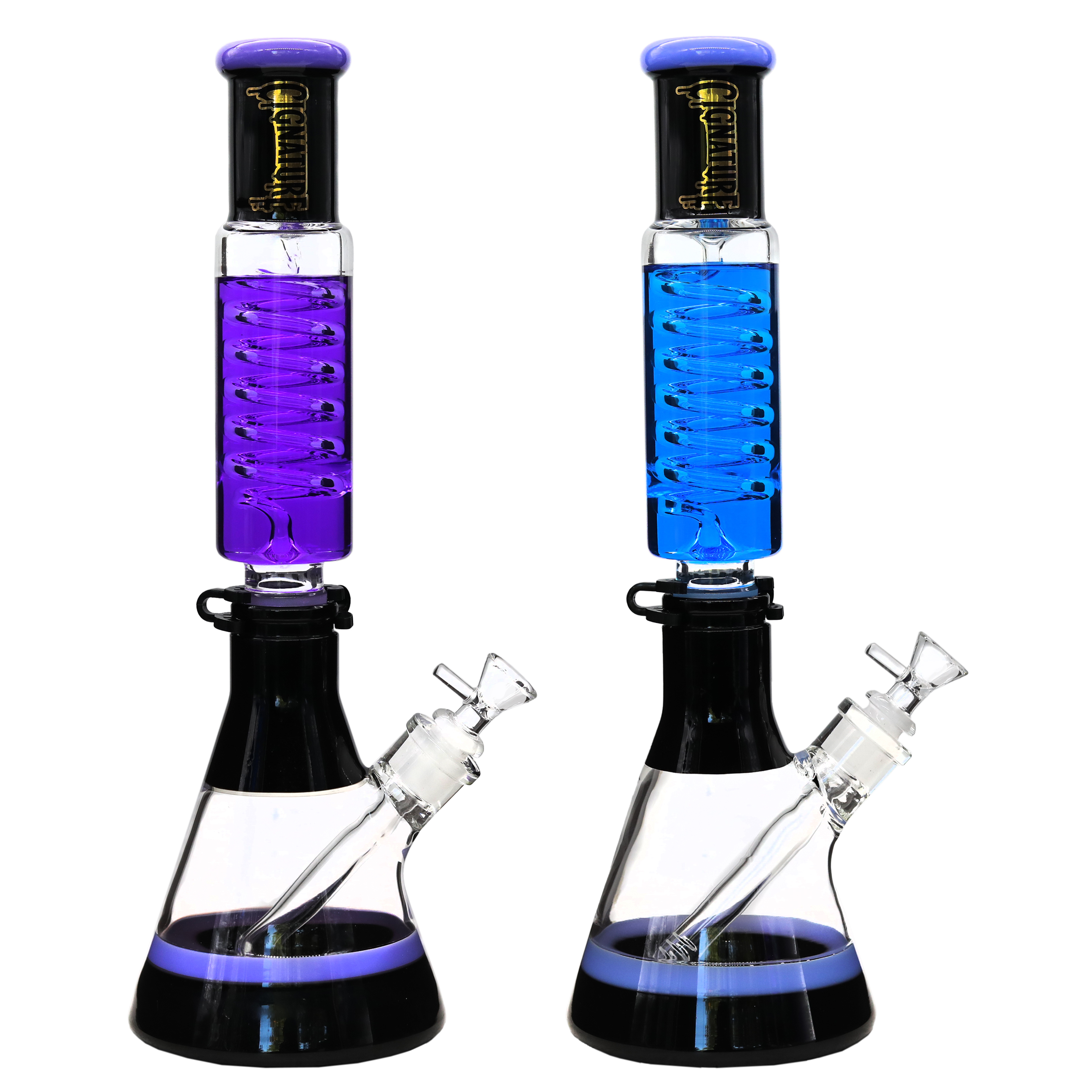 Cignature Full Color Glycerine Filled Coil Perc Beaker Waterpipe (FGP3474) | 17 inch | Assorted Colors product image